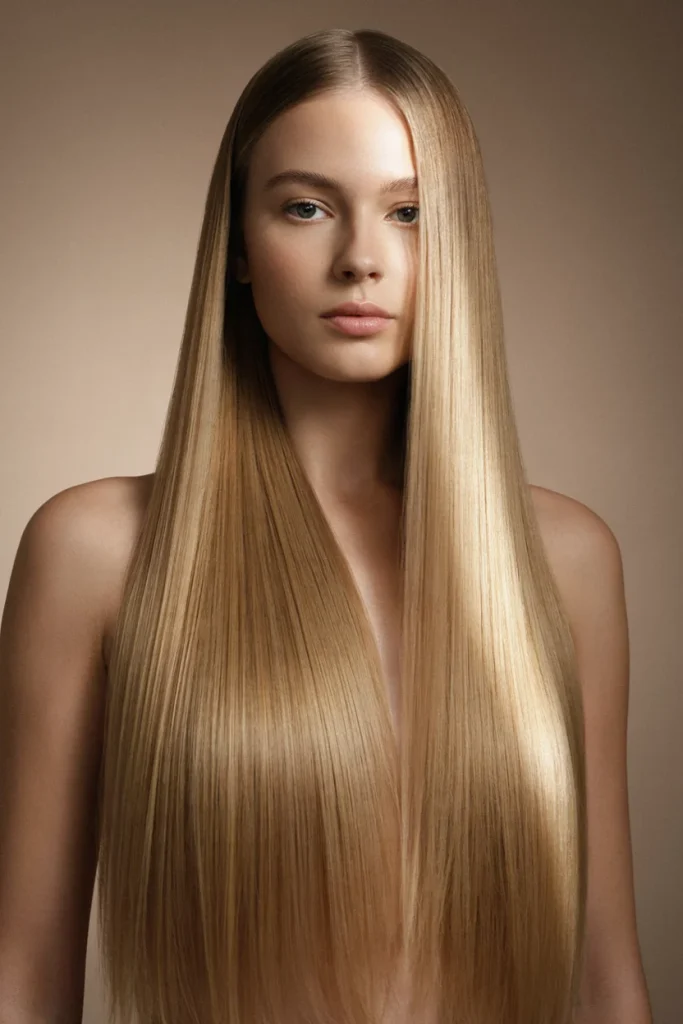 sleek open hair with high shine