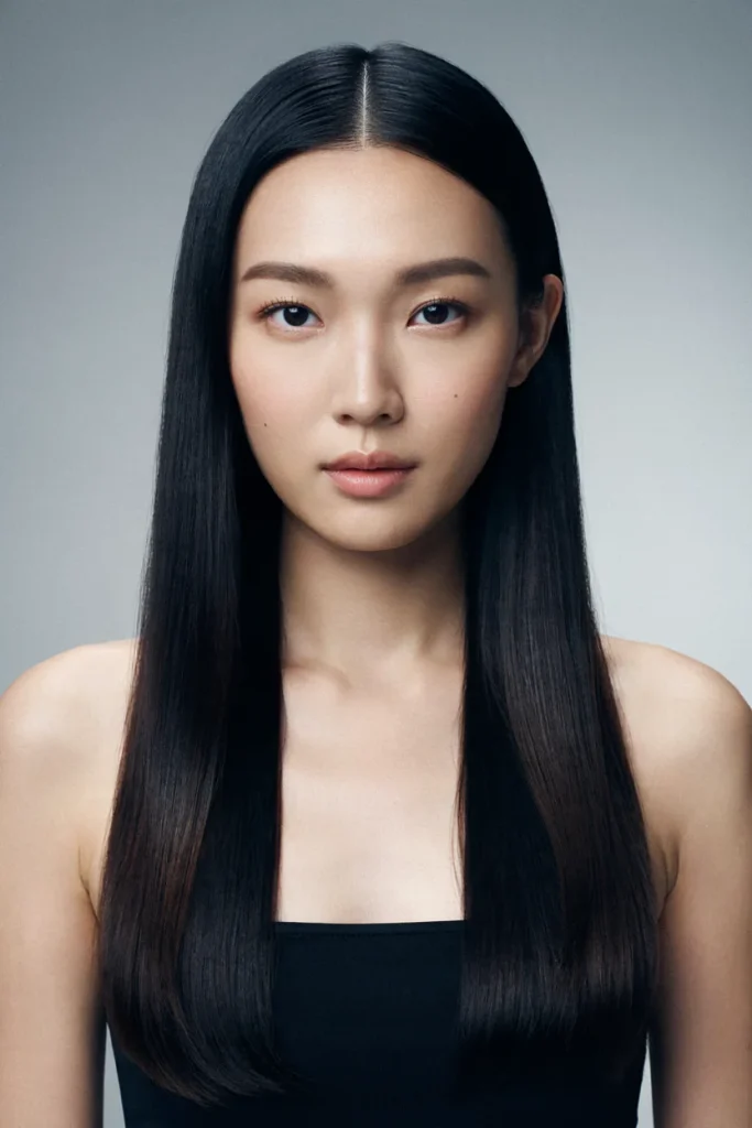  Sleek Straight Hair with a Middle Part