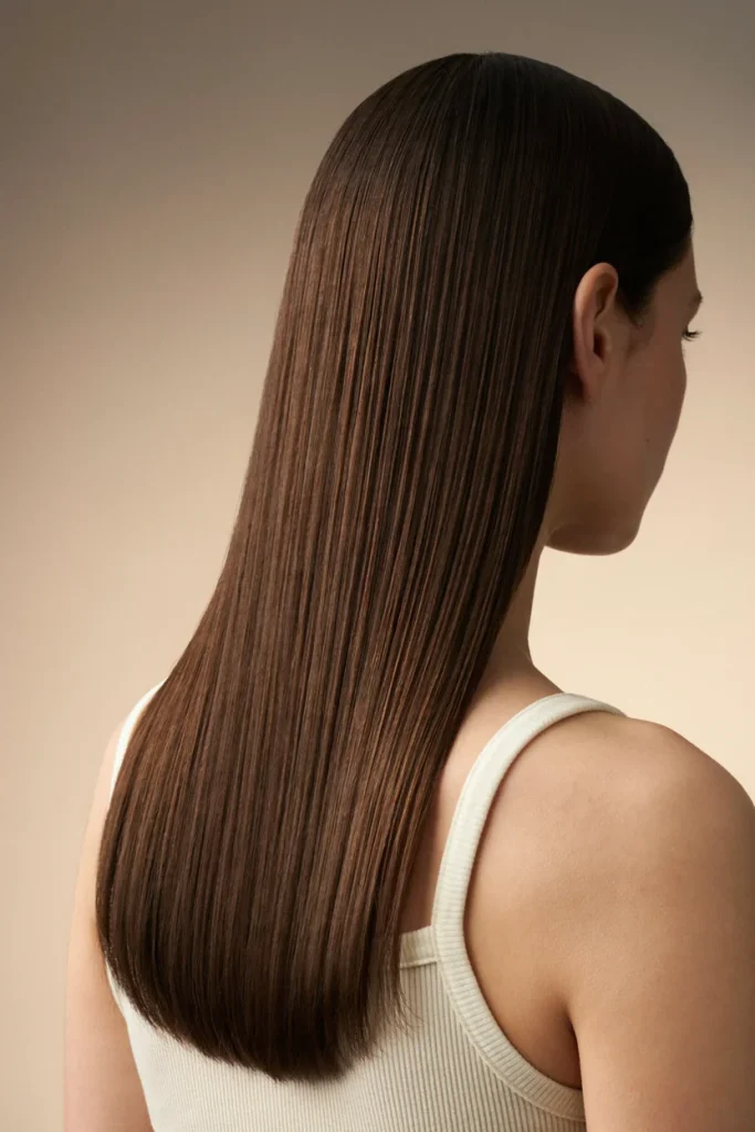 23 Open Hairstyles for a Cute Everyday Look Sleek Straight Open Hair with Center Part