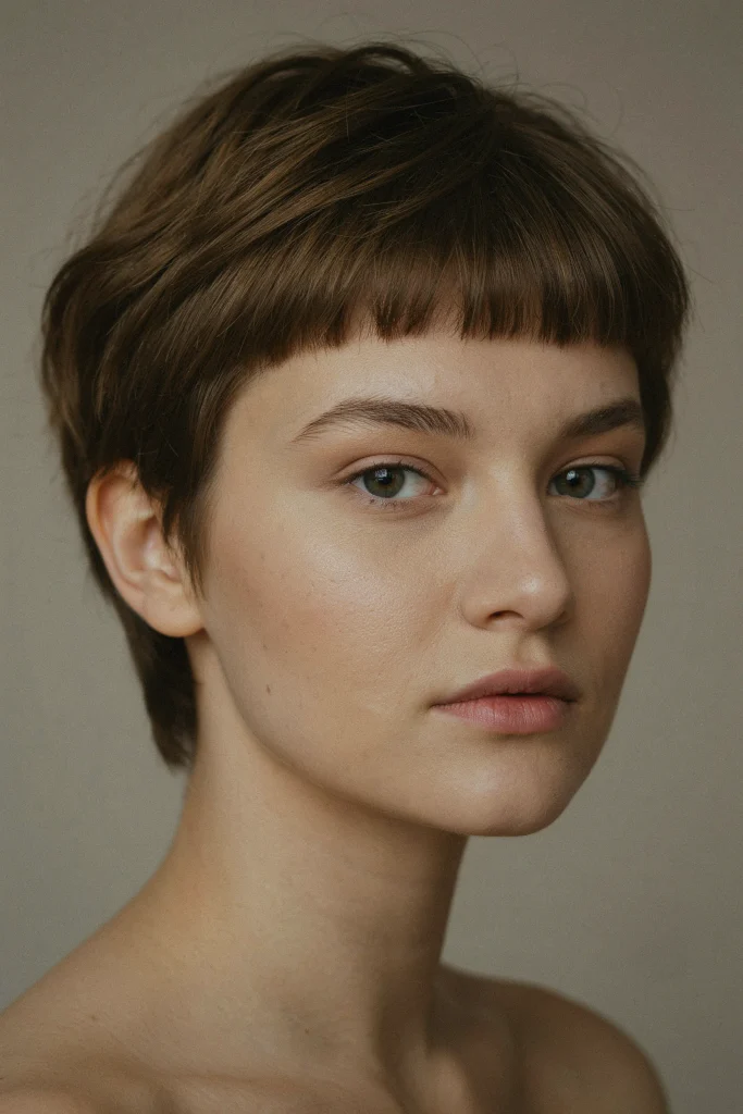 Soft Pixie with Blunt Fringe