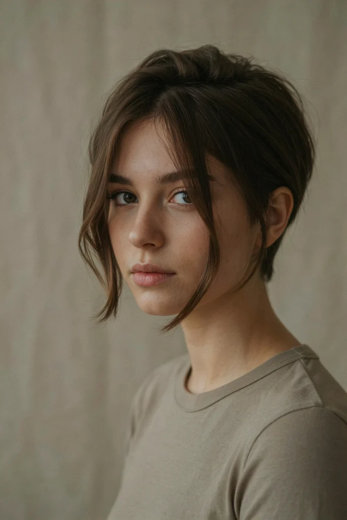  Soft Pixie with Long Curtain Bangs