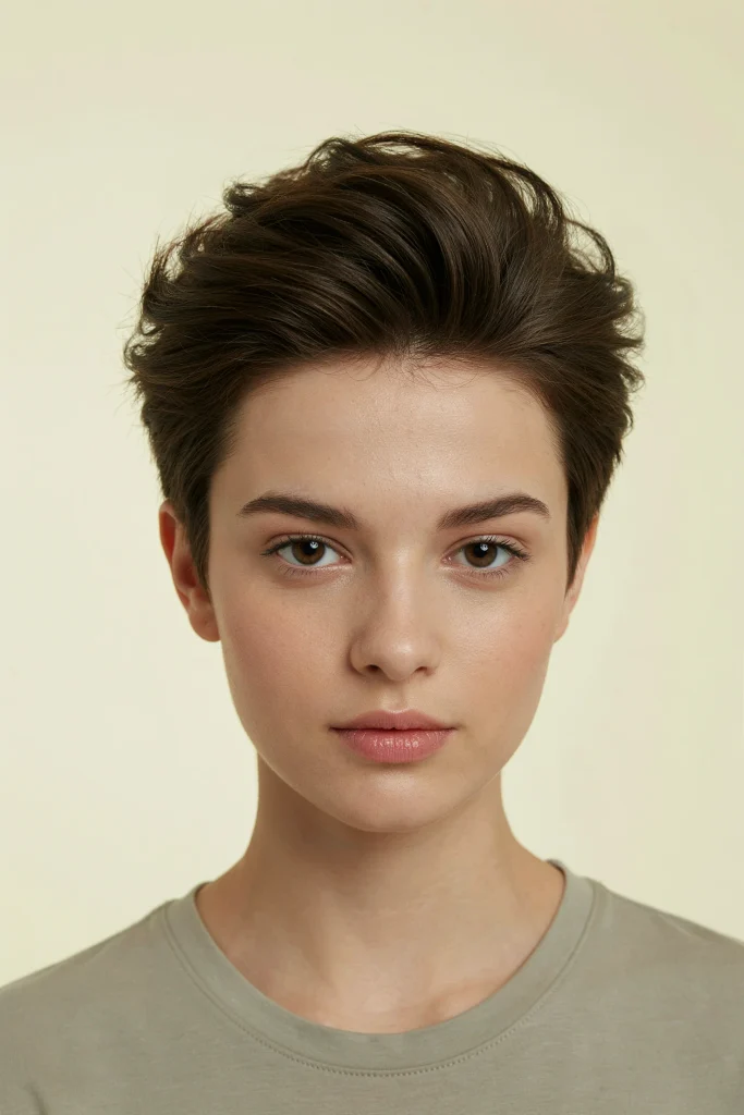 
 Soft Pixie with Volume at the Crown