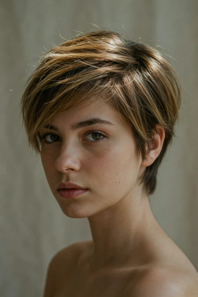 Soft Textured Pixie with Highlights