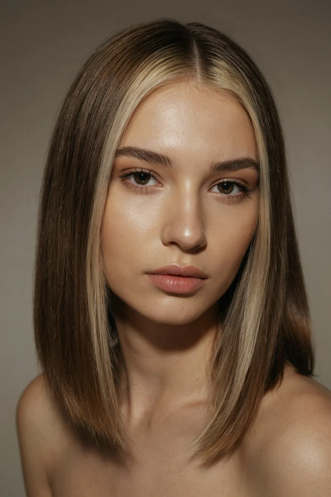 23 Glossy Straight Hair Looks That Shine Bright straight hair with glossy money piece highlights