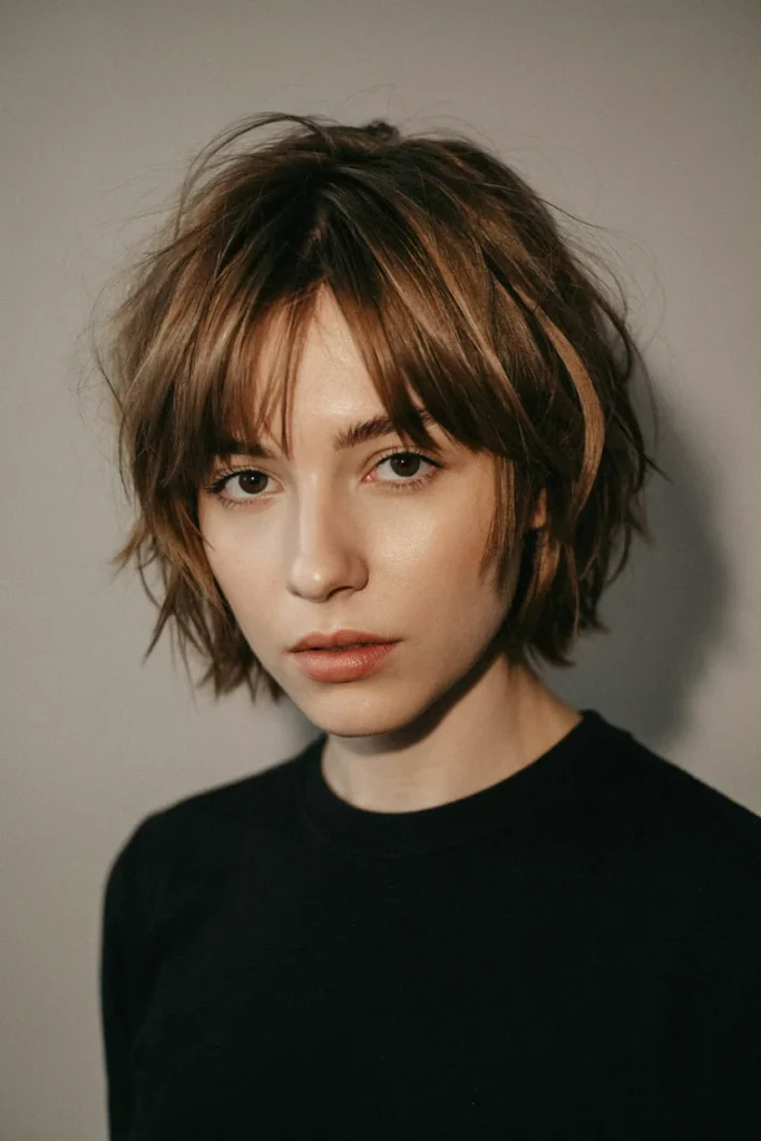 textured short layered cut