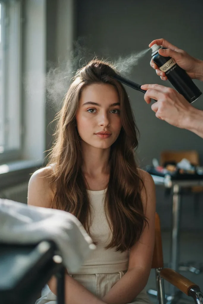 voluminous open hair with root lift