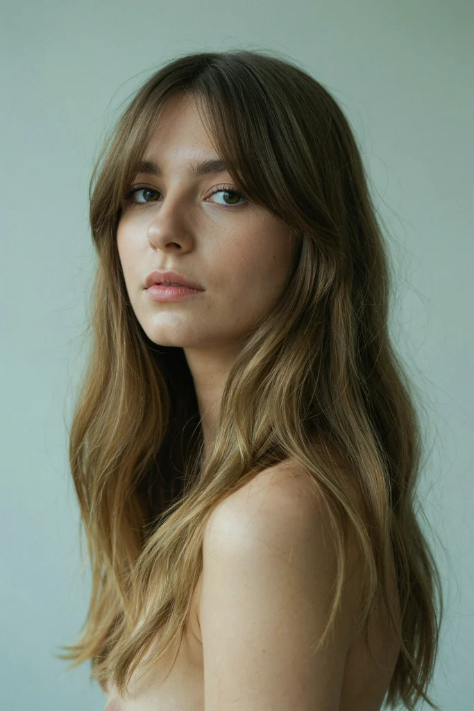 25 Long Layers with Curtain Bangs to Copy Now Wavy Long Layers with Curtain Bangs