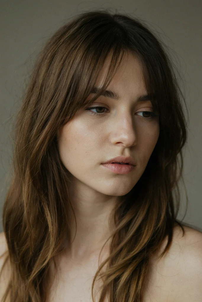 Wispy Butterfly Bangs for Brunette Hair