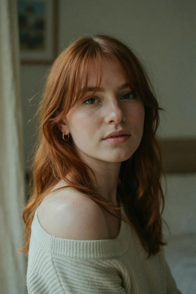  Wispy Butterfly Bangs for Red Hair