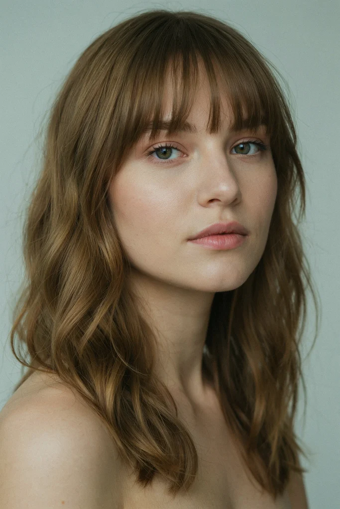 Wispy Butterfly Bangs for Square Faces