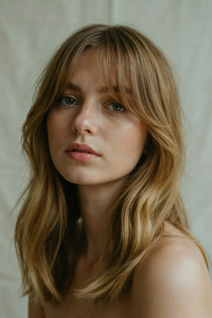 21 Wispy Butterfly Bangs That Frame Your Face Wispy Butterfly Bangs with Balayage