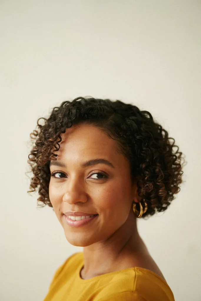 Curly Blunt Bob with Deep Side Part