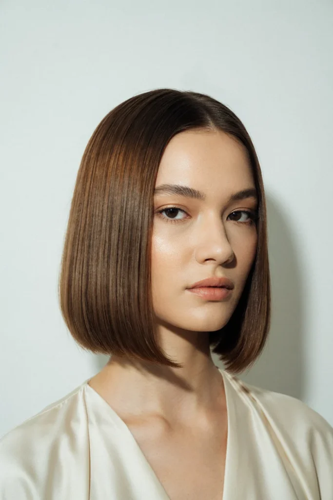 Glass Hair Blunt Bob with Side Part