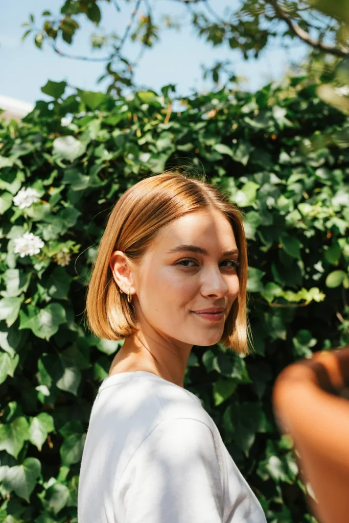  Honey Blonde Blunt Bob Side Part