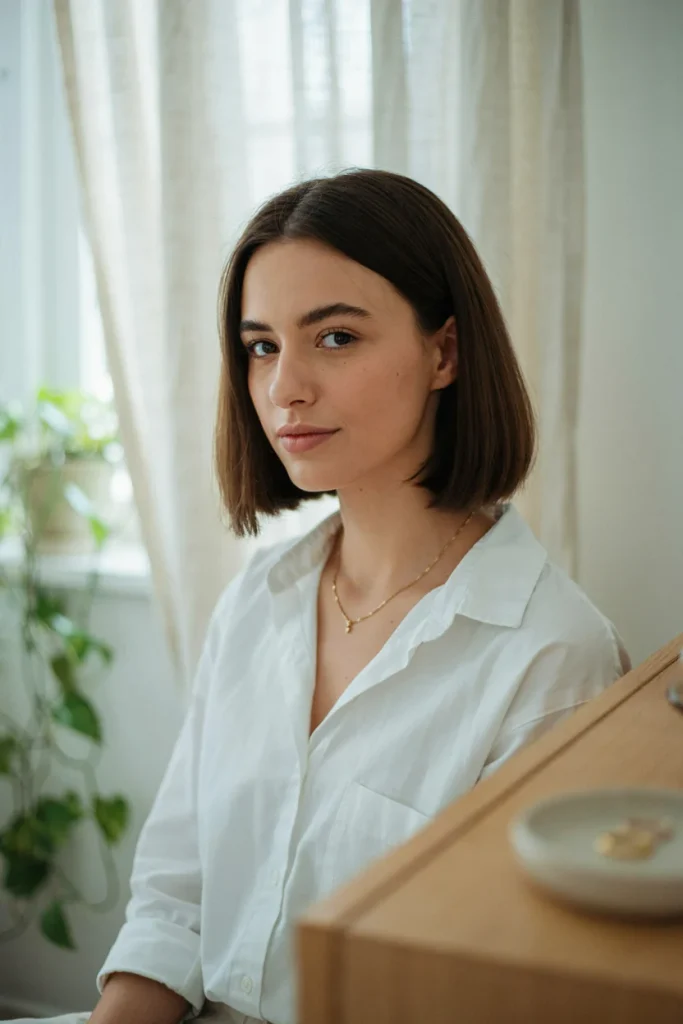 Shoulder-Grazing Blunt Lob with Side Part